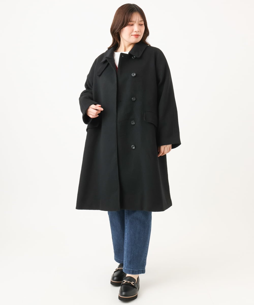 OLUAG01349 eur3(エウルキューブ) 【大きいサイズ】ステンカラーウールコート ブラック