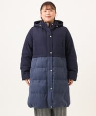 OLUAG02349 eur3(エウルキューブ) 【大きいサイズ】フードロングダウンコート ネイビー