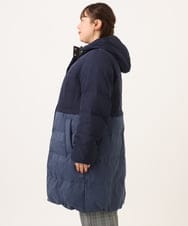 OLUAG02349 eur3(エウルキューブ) 【大きいサイズ】フードロングダウンコート ネイビー