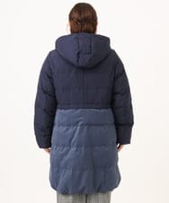 OLUAG02349 eur3(エウルキューブ) 【大きいサイズ】フードロングダウンコート ネイビー