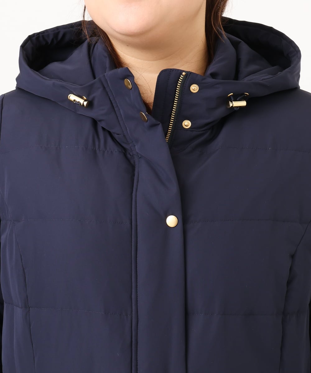 OLUAG02349 eur3(エウルキューブ) 【大きいサイズ】フードロングダウンコート ネイビー