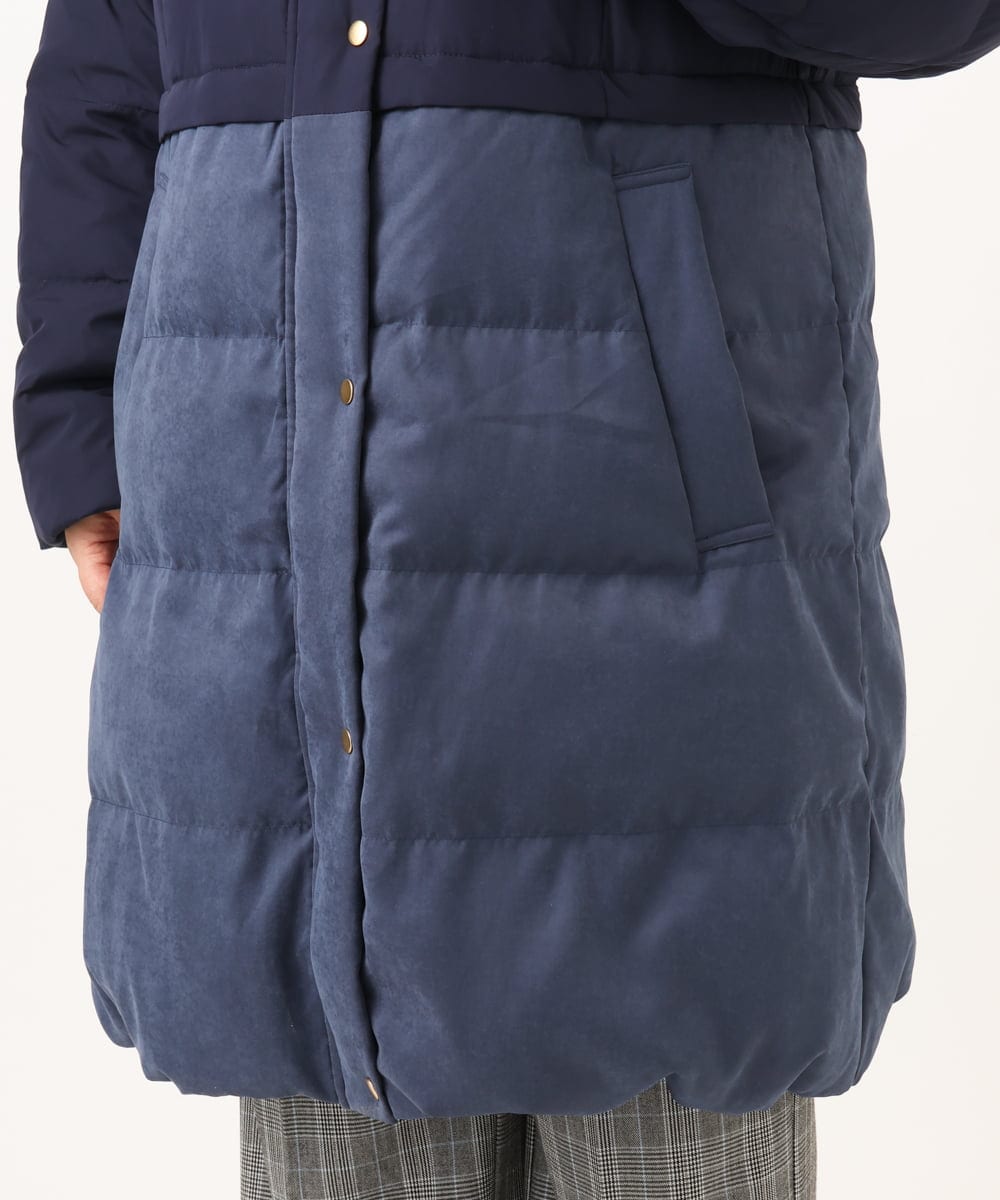 OLUAG02349 eur3(エウルキューブ) 【大きいサイズ】フードロングダウンコート ネイビー