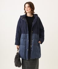 OLUAG02349 eur3(エウルキューブ) 【大きいサイズ】フードロングダウンコート ネイビー