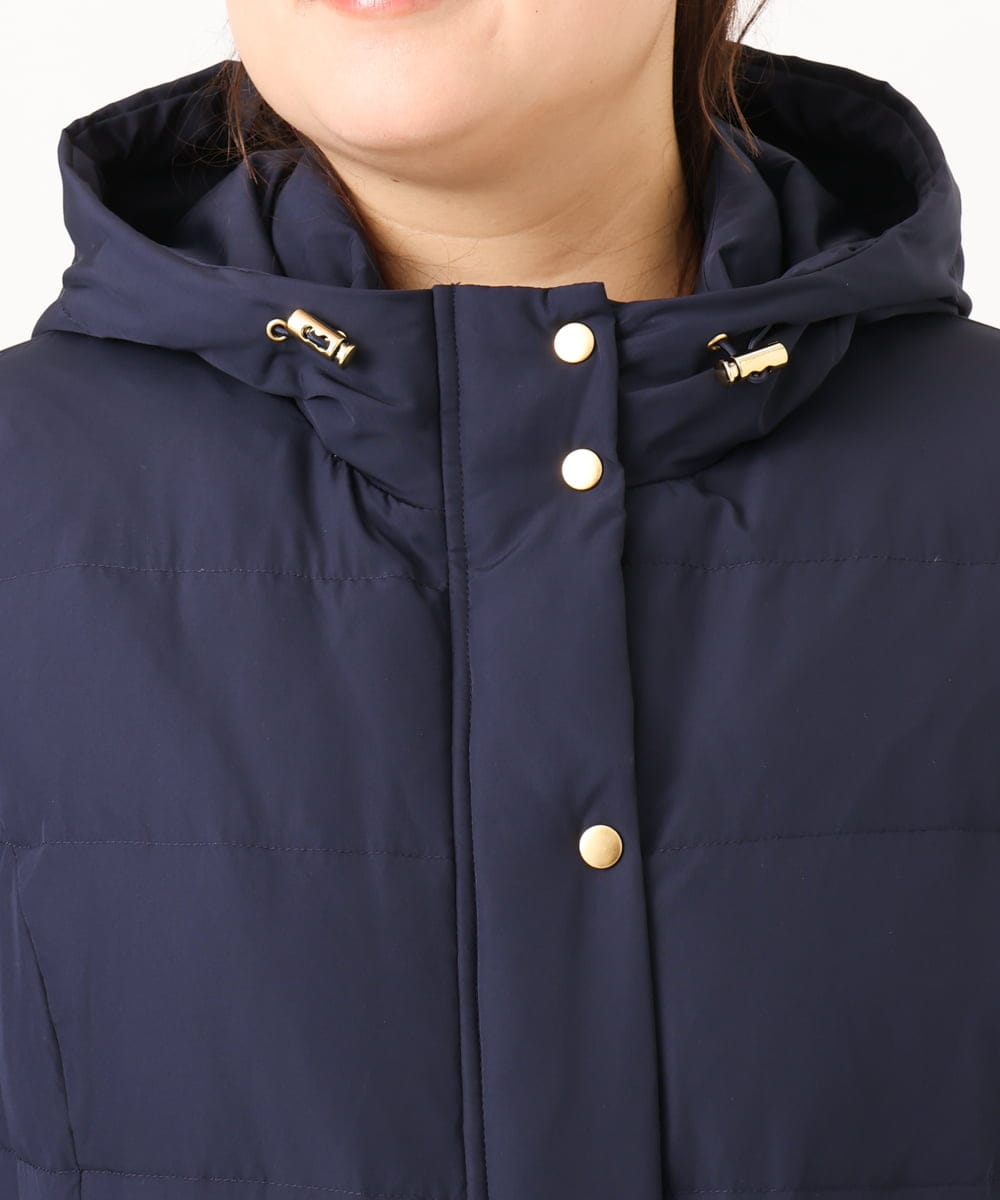 OLUAG02349 eur3(エウルキューブ) 【大きいサイズ】フードロングダウンコート ネイビー