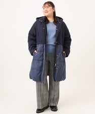 OLUAG02349 eur3(エウルキューブ) 【大きいサイズ】フードロングダウンコート ネイビー