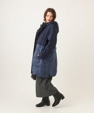 OLUAG02349 eur3(エウルキューブ) 【大きいサイズ】フードロングダウンコート ネイビー