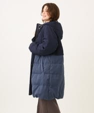 OLUAG02349 eur3(エウルキューブ) 【大きいサイズ】フードロングダウンコート ネイビー