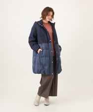 OLUAG02349 eur3(エウルキューブ) 【大きいサイズ】フードロングダウンコート ネイビー