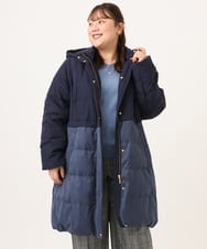 OLUAG02349 eur3(エウルキューブ) 【大きいサイズ】フードロングダウンコート ネイビー