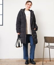 OLUAG02349 eur3(エウルキューブ) 【大きいサイズ】フードロングダウンコート ブラック