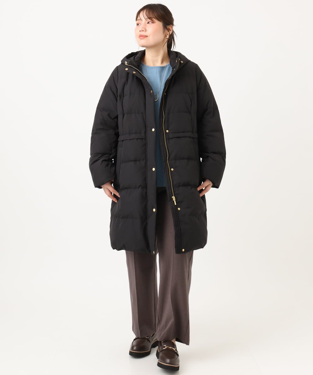 OLUAG02349 eur3(エウルキューブ) 【大きいサイズ】フードロングダウンコート ブラック