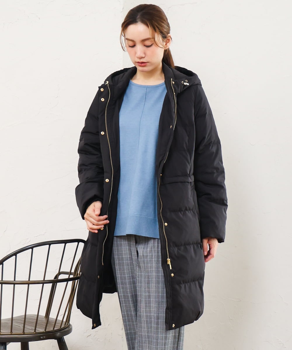 OLUAG02349 eur3(エウルキューブ) 【大きいサイズ】フードロングダウンコート ブラック