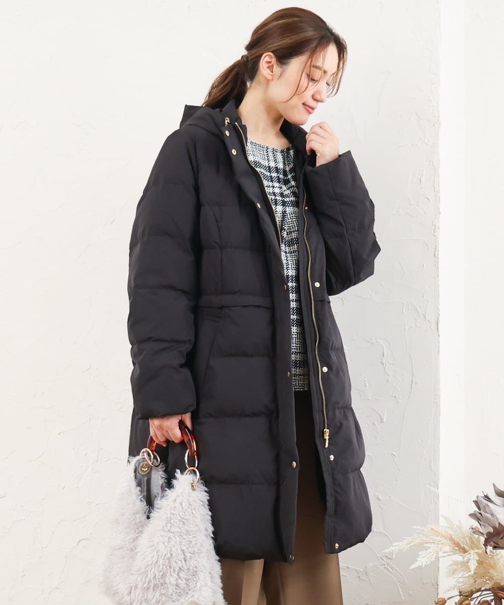 OLUAG02349 eur3(エウルキューブ) 【大きいサイズ】フードロングダウンコート ブラック