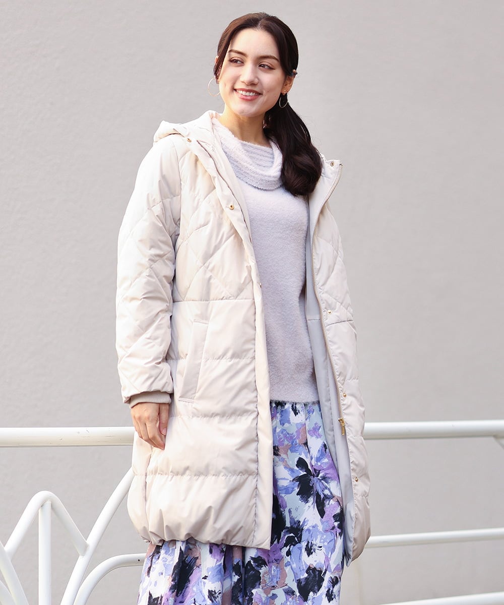 OLUAV01319 eur3(エウルキューブ) 【大きいサイズ】マットタフタダウンコート ベージュ(82)