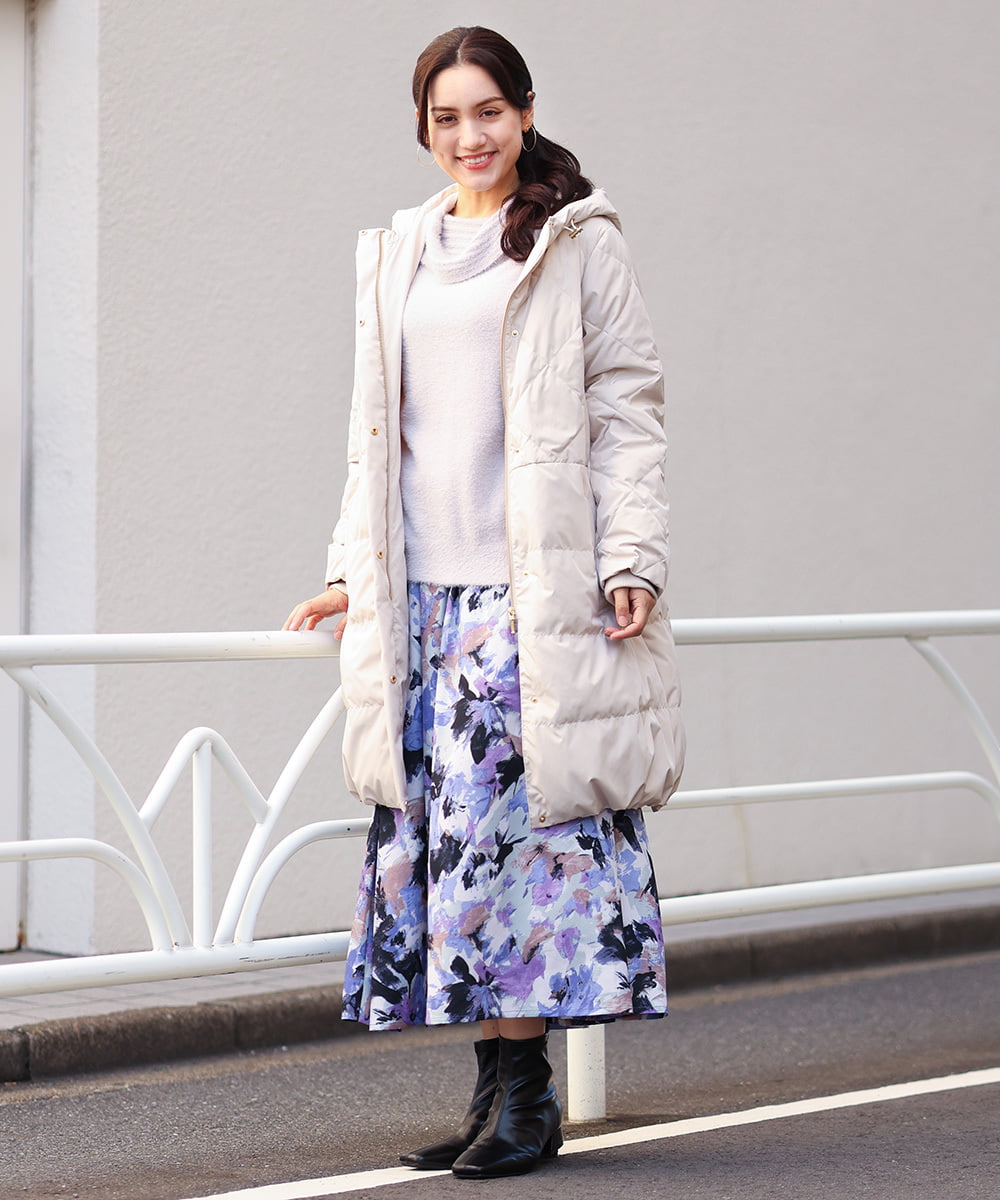 OLUAV01319 eur3(エウルキューブ) 【大きいサイズ】マットタフタダウンコート ベージュ(82)