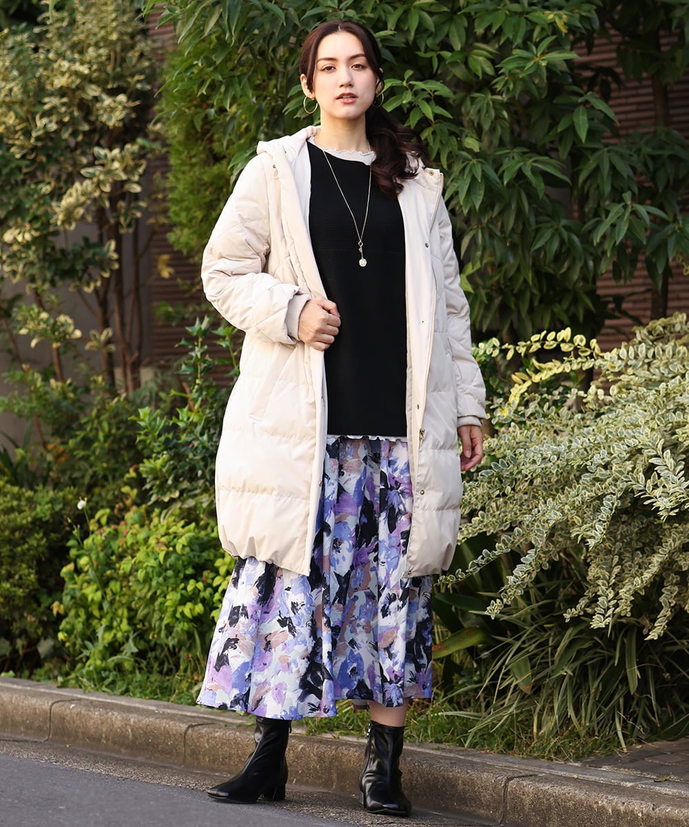 OLUAV01319 eur3(エウルキューブ) 【大きいサイズ】マットタフタダウンコート ベージュ(82)