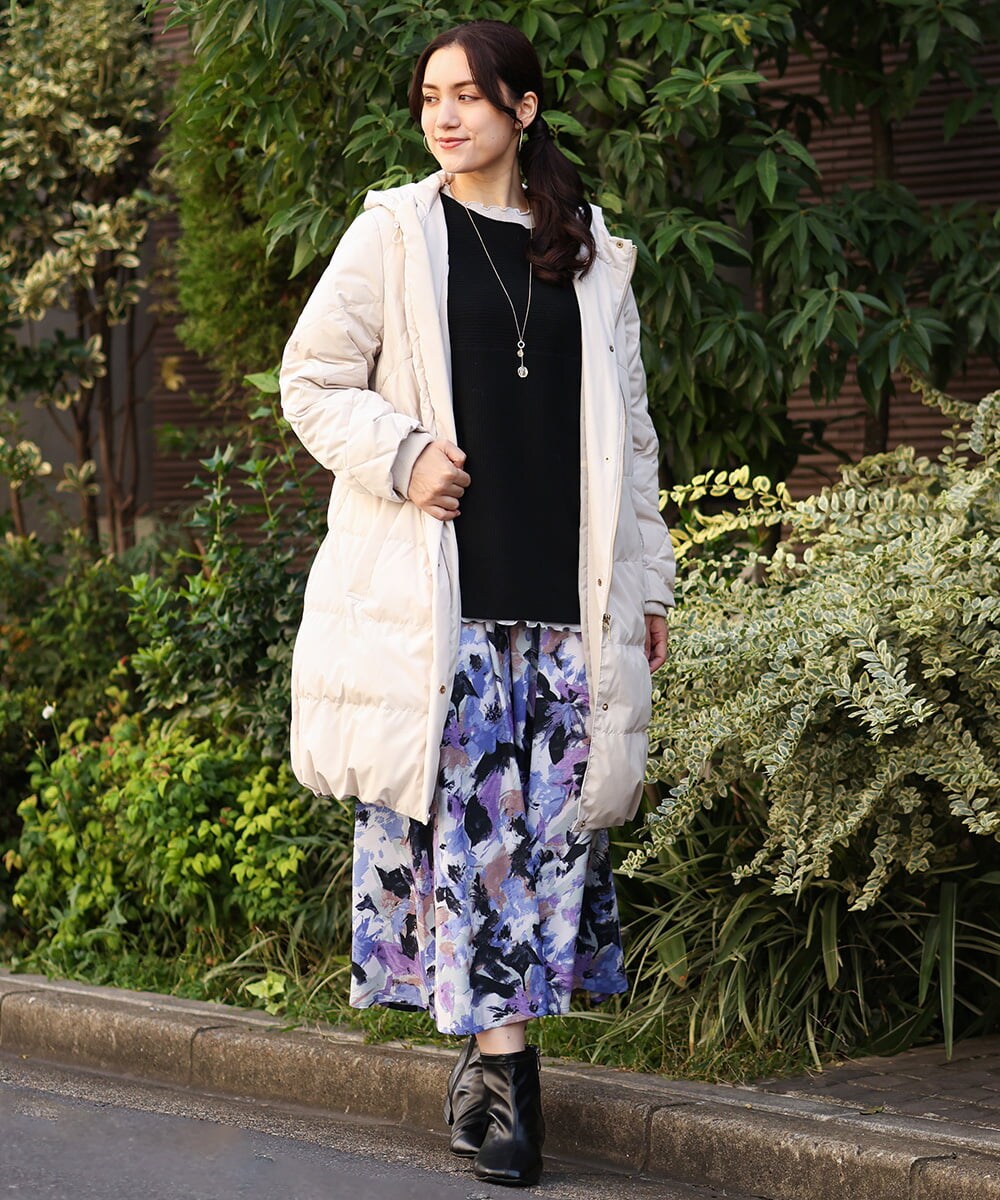 OLUAV01319 eur3(エウルキューブ) 【大きいサイズ】マットタフタダウンコート ベージュ(82)