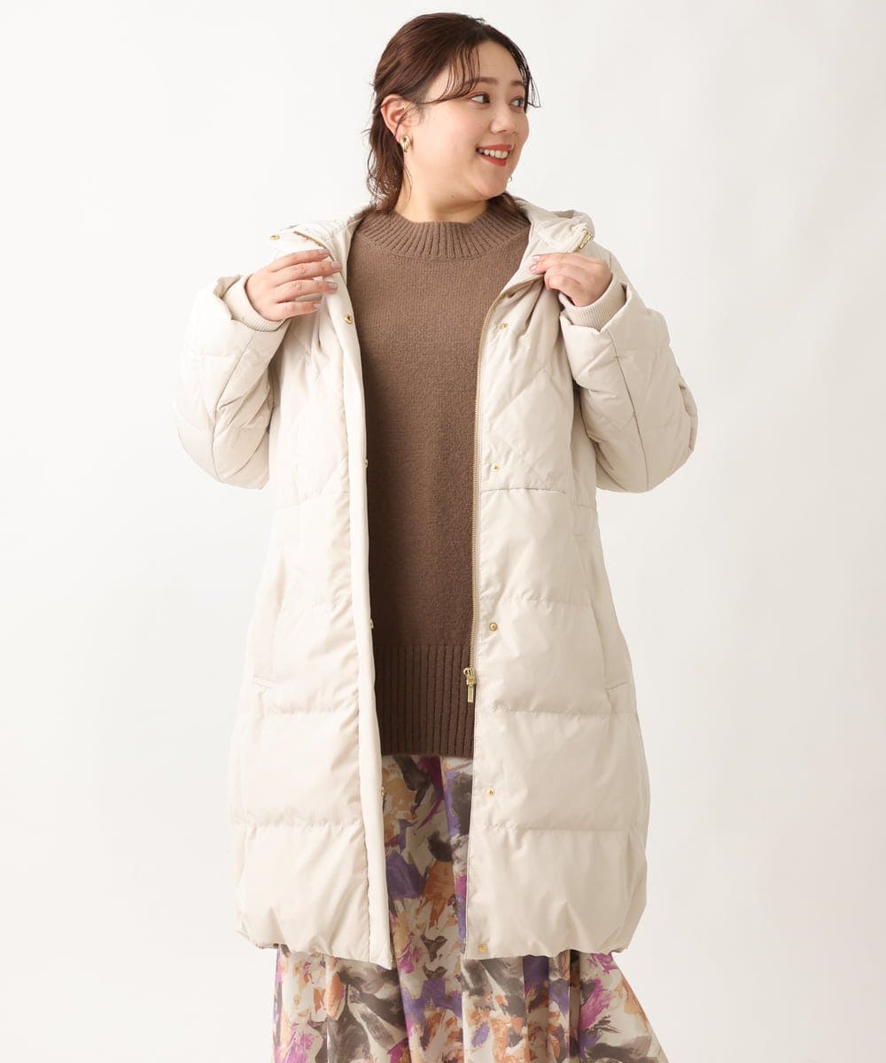 OLUAV01319 eur3(エウルキューブ) 【大きいサイズ】マットタフタダウンコート ベージュ(82)