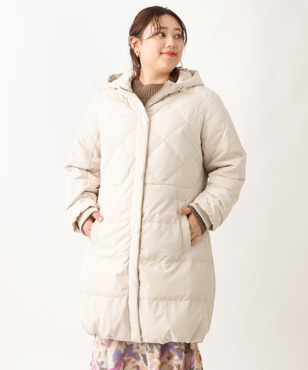 OLUAV01319 eur3(エウルキューブ) 【大きいサイズ】マットタフタダウンコート ベージュ(82)