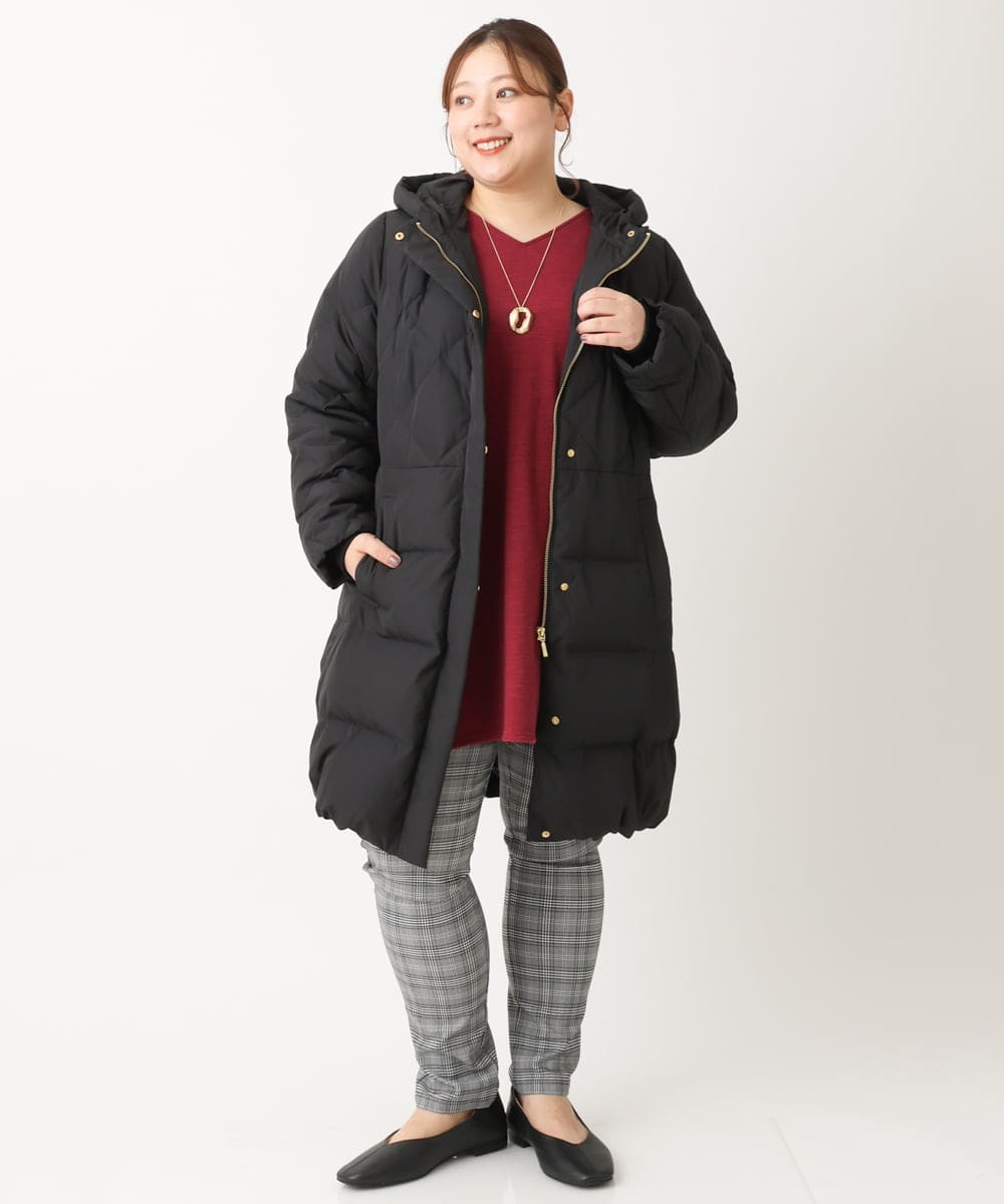 OLUAV01319 eur3(エウルキューブ) 【大きいサイズ】マットタフタダウンコート ブラック(94)
