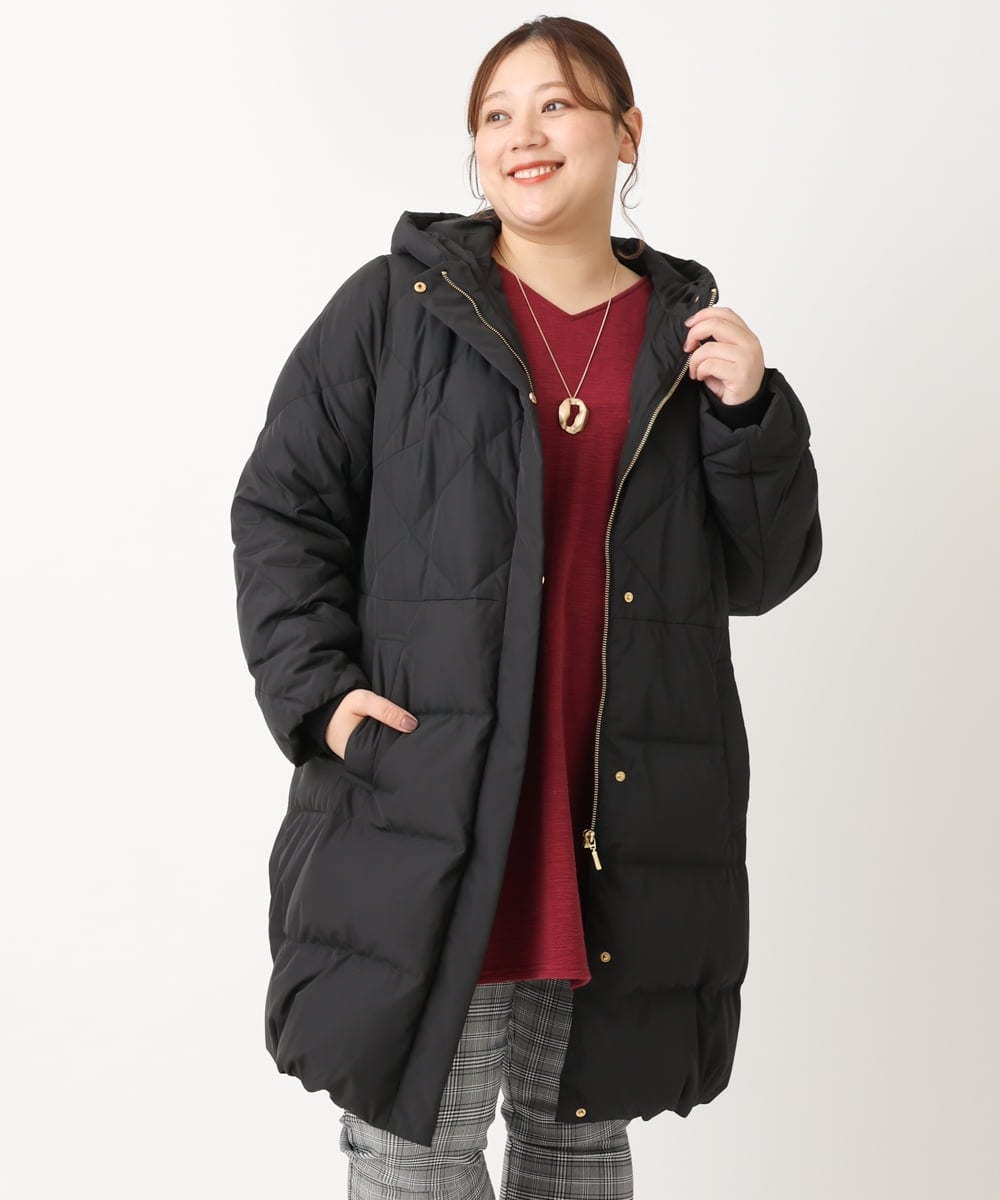 OLUAV01319 eur3(エウルキューブ) 【大きいサイズ】マットタフタダウンコート ブラック(94)
