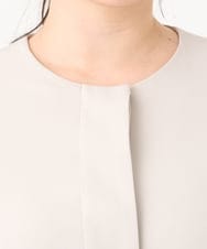 OLUBA04239 eur3(エウルキューブ) 【大きいサイズ】ノーカラーロングコート グレージュ(89)