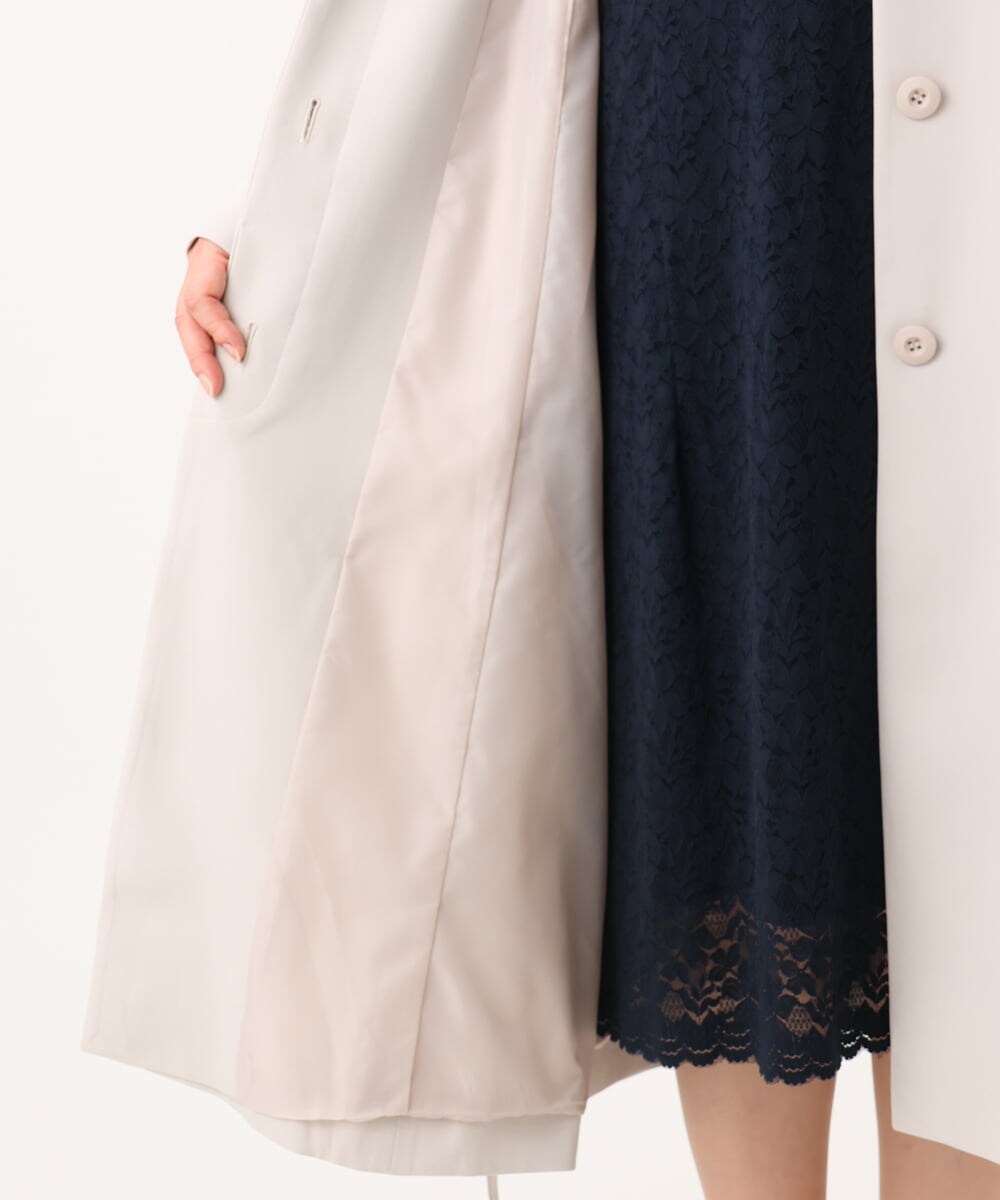 OLUBA04239 eur3(エウルキューブ) 【大きいサイズ】ノーカラーロングコート グレージュ(89)