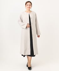OLUBA04239 eur3(エウルキューブ) 【大きいサイズ】ノーカラーロングコート グレージュ(89)