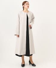 OLUBA04239 eur3(エウルキューブ) 【大きいサイズ】ノーカラーロングコート グレージュ(89)