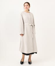 OLUBA04239 eur3(エウルキューブ) 【大きいサイズ】ノーカラーロングコート グレージュ(89)