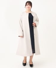 OLUBA04239 eur3(エウルキューブ) 【大きいサイズ】ノーカラーロングコート グレージュ(89)
