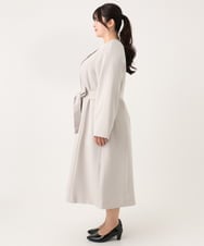 OLUBA04239 eur3(エウルキューブ) 【大きいサイズ】ノーカラーロングコート グレージュ(89)