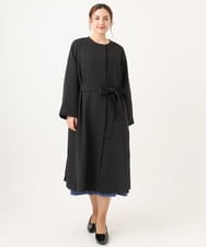 OLUBA04239 eur3(エウルキューブ) 【大きいサイズ】ノーカラーロングコート ブラック(94)