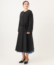 OLUBA04239 eur3(エウルキューブ) 【大きいサイズ】ノーカラーロングコート ブラック(94)