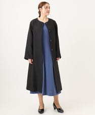 OLUBA04239 eur3(エウルキューブ) 【大きいサイズ】ノーカラーロングコート ブラック(94)