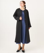 OLUBA04239 eur3(エウルキューブ) 【大きいサイズ】ノーカラーロングコート ブラック(94)