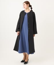 OLUBA04239 eur3(エウルキューブ) 【大きいサイズ】ノーカラーロングコート ブラック(94)