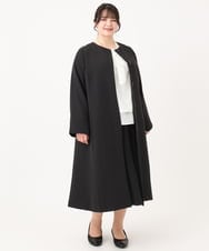 OLUBA04239 eur3(エウルキューブ) 【大きいサイズ】ノーカラーロングコート ブラック(94)