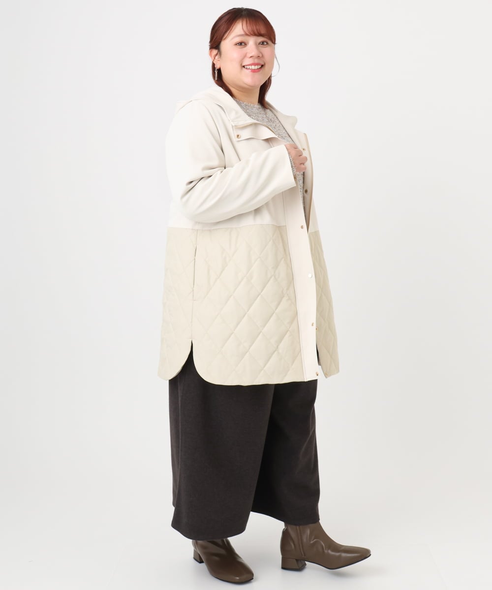 OLUBD08199 eur3(エウルキューブ) 【WEB先行販売】【大きいサイズ】キルトコンビアウター ベージュ(82)