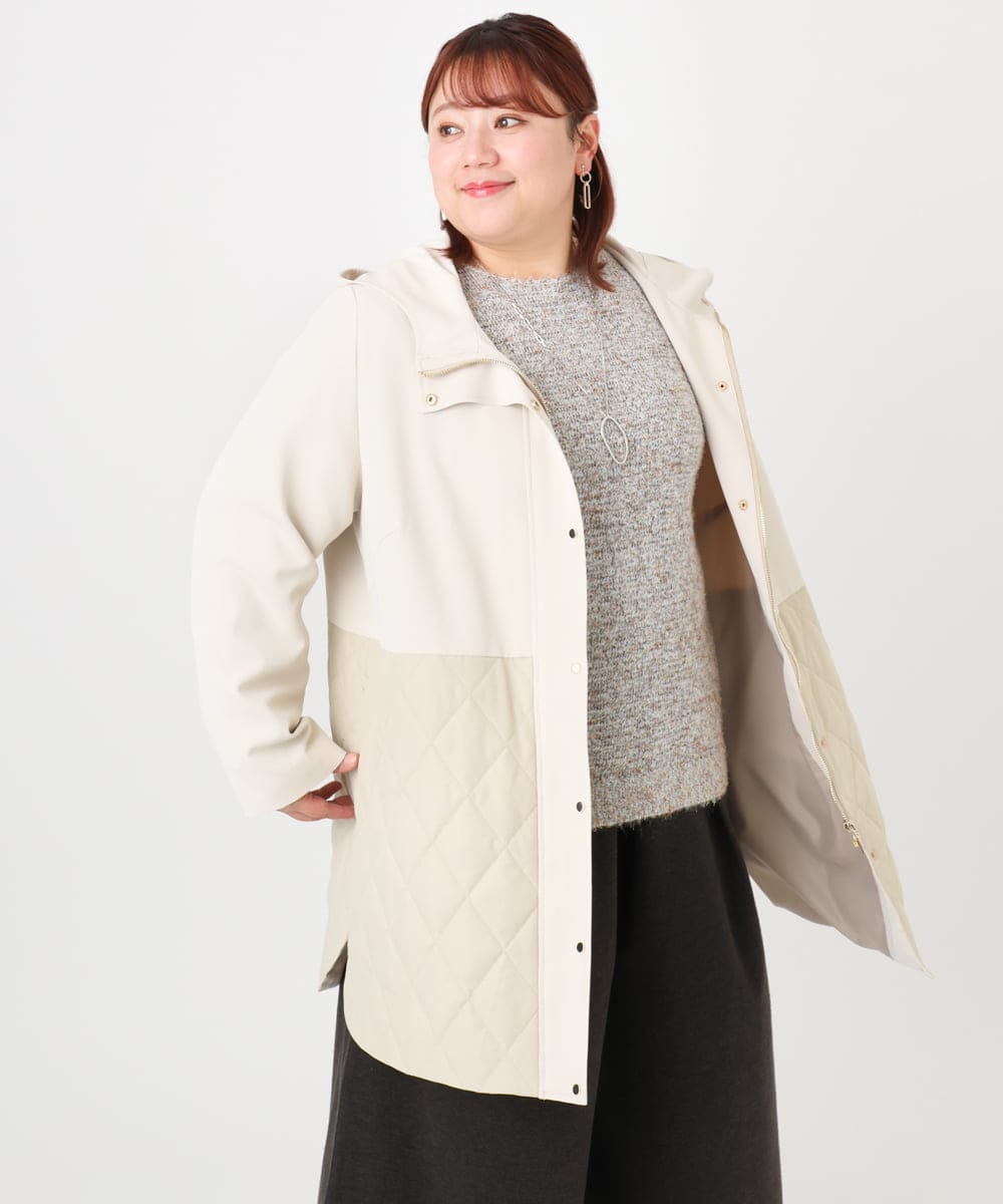 OLUBD08199 eur3(エウルキューブ) 【WEB先行販売】【大きいサイズ】キルトコンビアウター ベージュ(82)