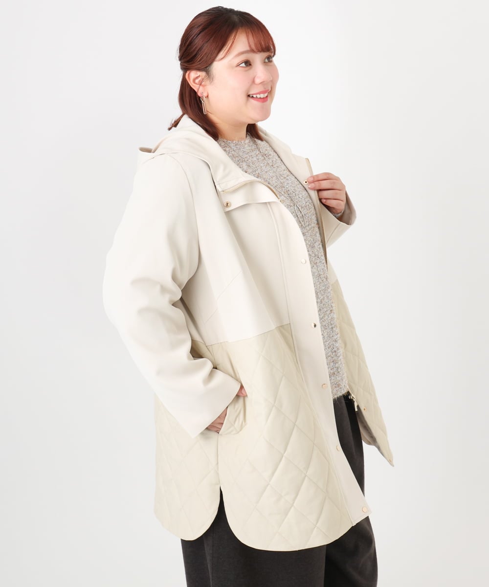 OLUBD08199 eur3(エウルキューブ) 【WEB先行販売】【大きいサイズ】キルトコンビアウター ベージュ(82)