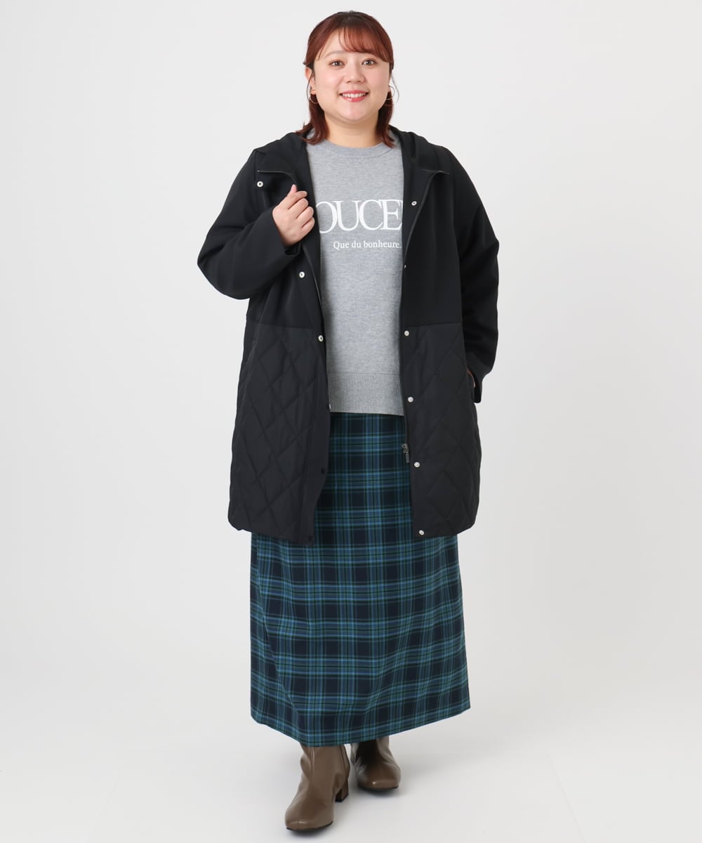 OLUBD08199 eur3(エウルキューブ) 【WEB先行販売】【大きいサイズ】キルトコンビアウター ブラック(94)