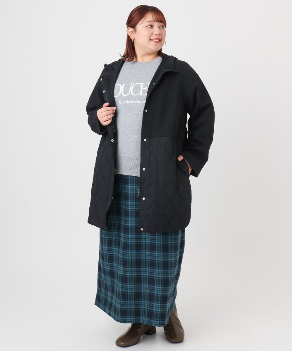 OLUBD08199 eur3(エウルキューブ) 【WEB先行販売】【大きいサイズ】キルトコンビアウター ブラック(94)