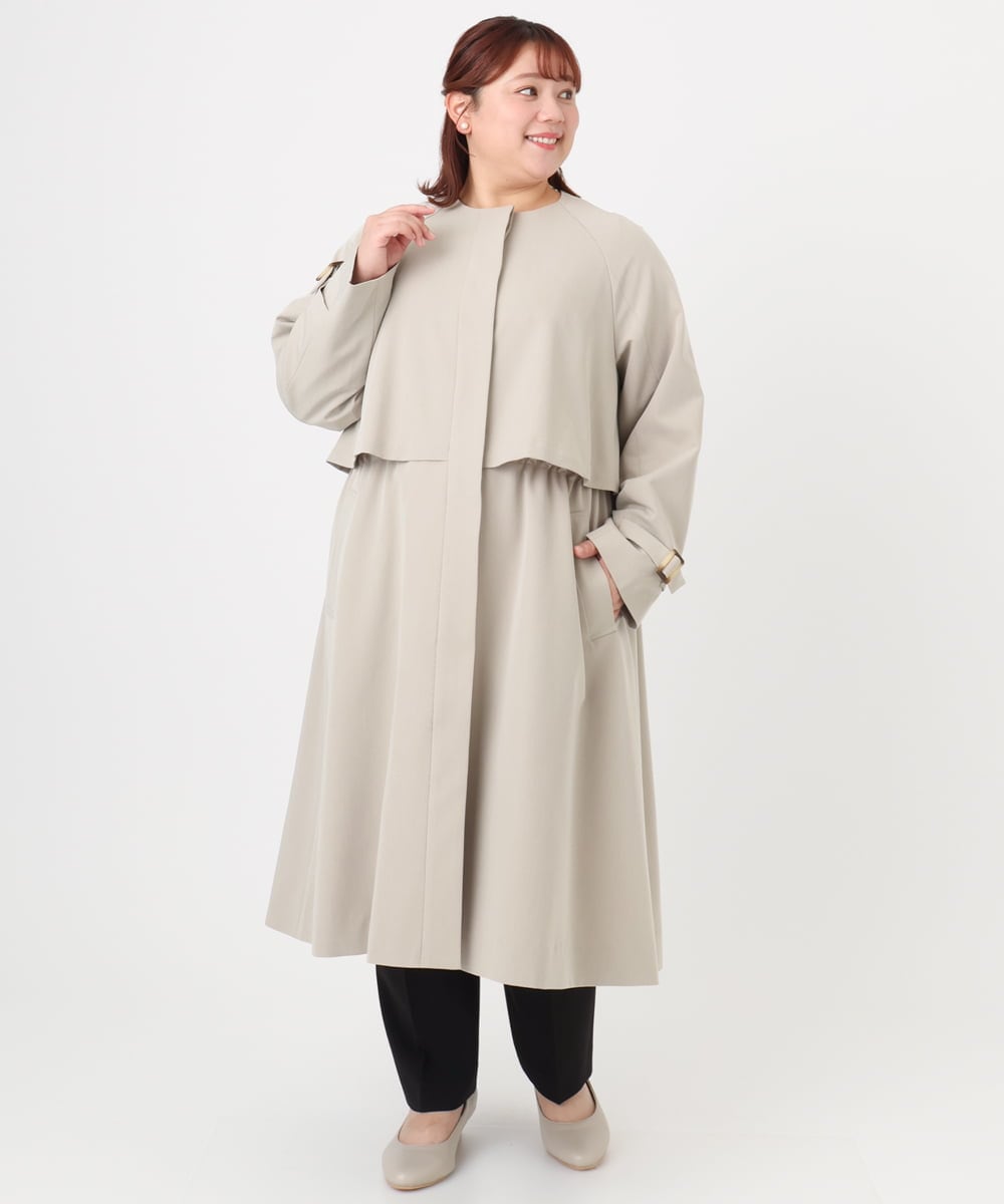 OLUBD09239 eur3(エウルキューブ) 【WEB先行販売】【大きいサイズ】ノーカラートレンチコート ベージュ(82)