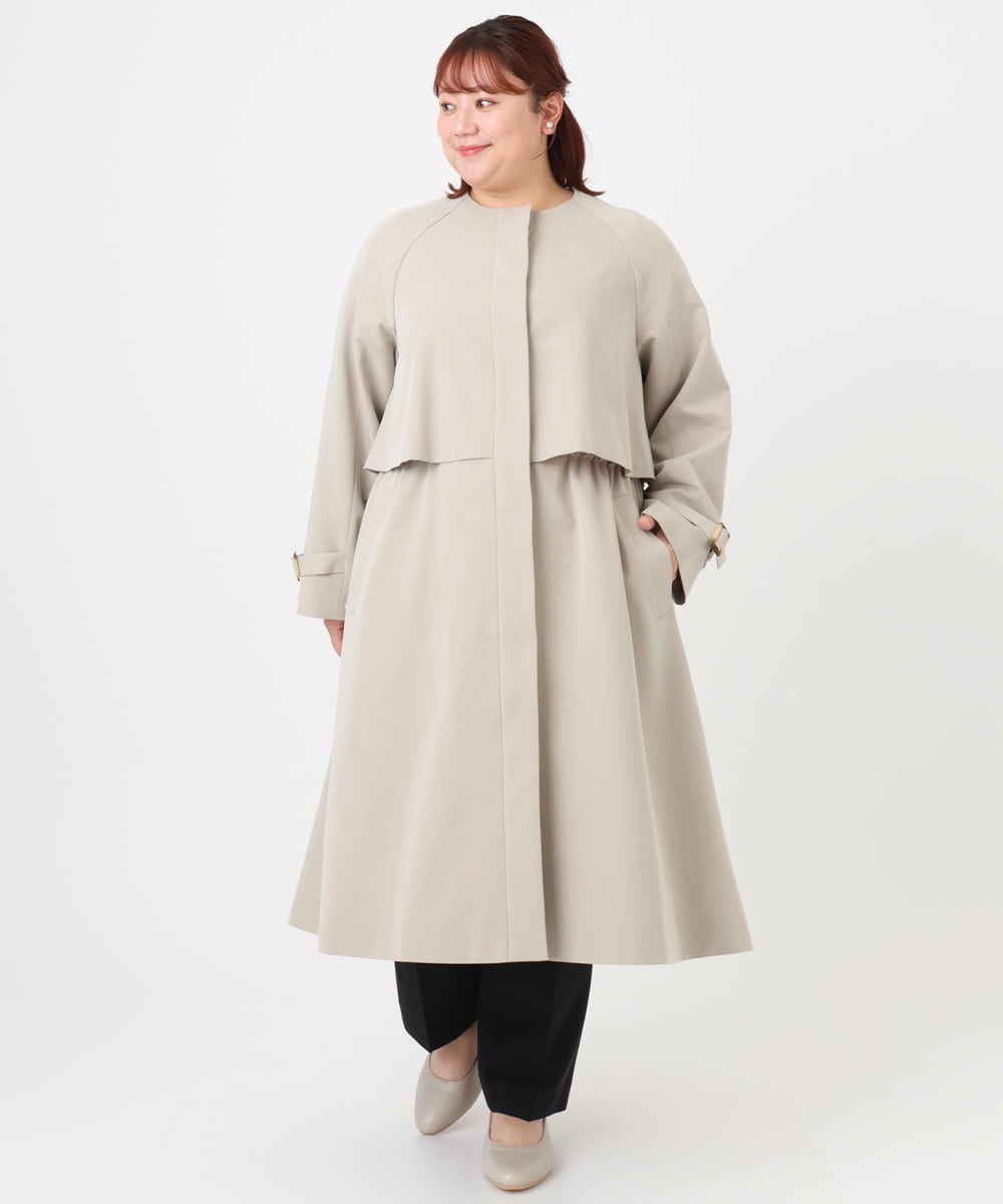 OLUBD09239 eur3(エウルキューブ) 【WEB先行販売】【大きいサイズ】ノーカラートレンチコート ベージュ(82)