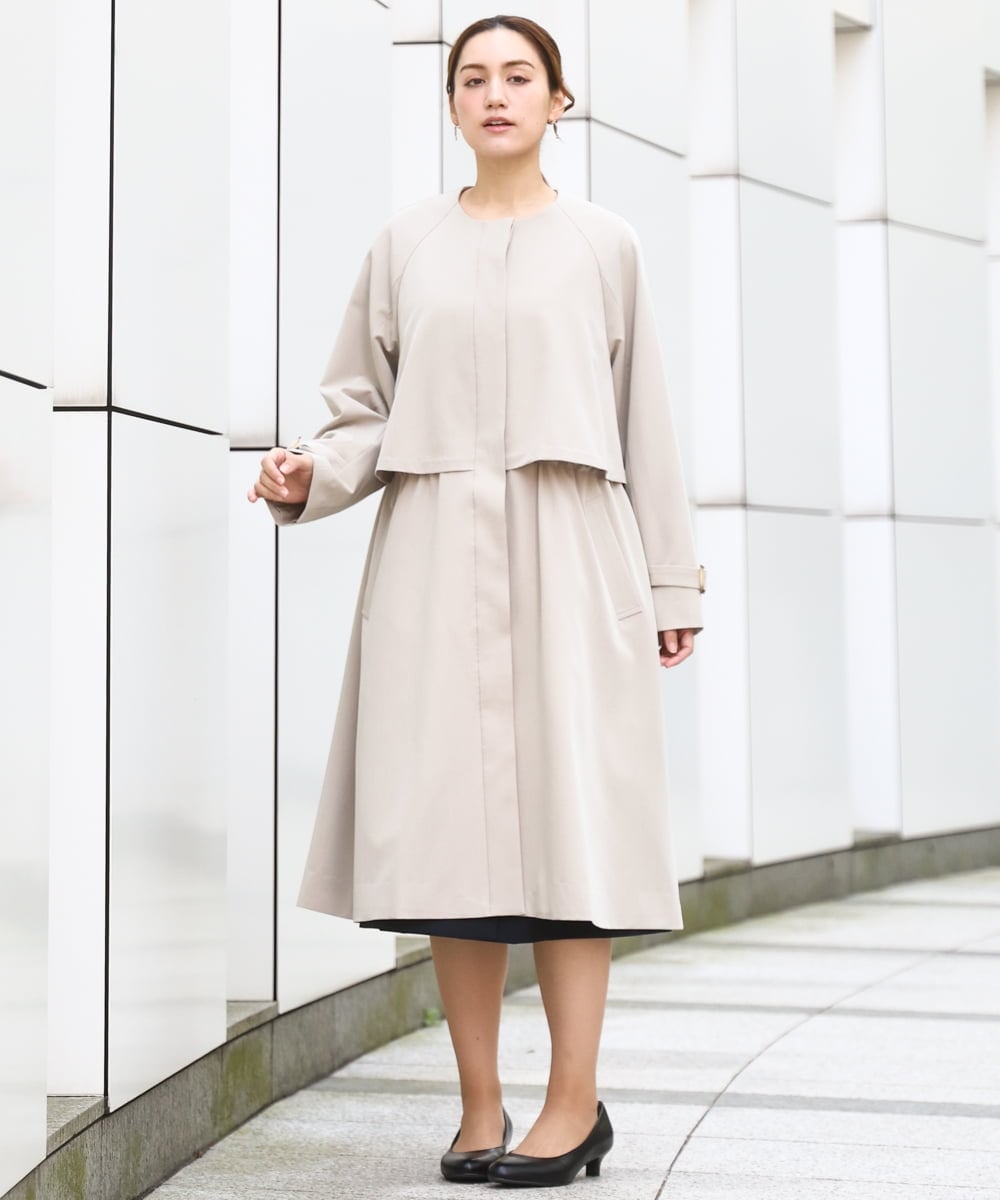 OLUBD09239 eur3(エウルキューブ) 【WEB先行販売】【大きいサイズ】ノーカラートレンチコート ベージュ(82)