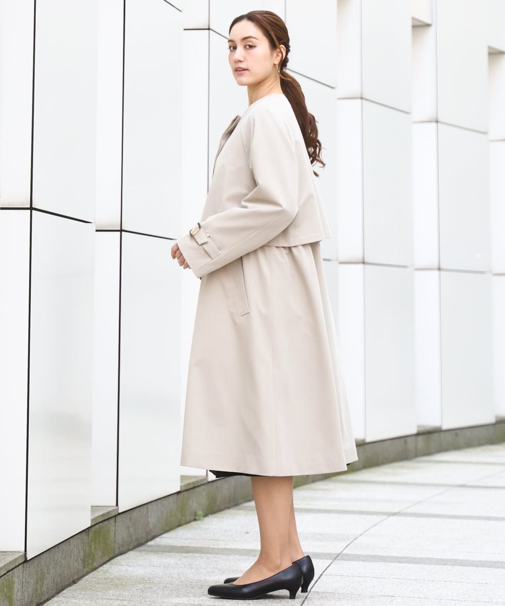 OLUBD09239 eur3(エウルキューブ) 【WEB先行販売】【大きいサイズ】ノーカラートレンチコート ベージュ(82)