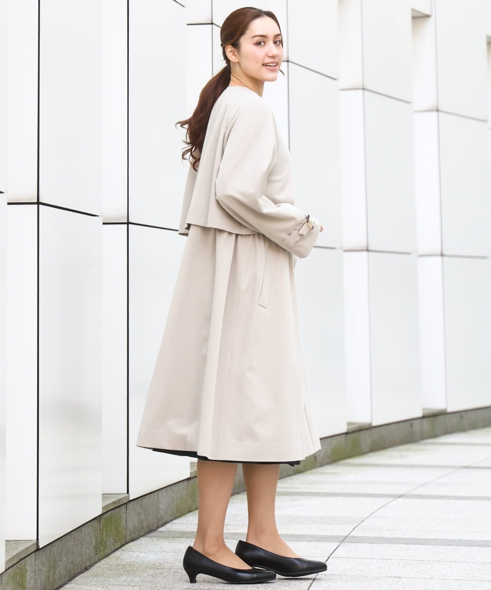 OLUBD09239 eur3(エウルキューブ) 【WEB先行販売】【大きいサイズ】ノーカラートレンチコート ベージュ(82)