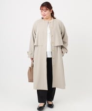 OLUBD09239 eur3(エウルキューブ) 【WEB先行販売】【大きいサイズ】ノーカラートレンチコート ベージュ(82)
