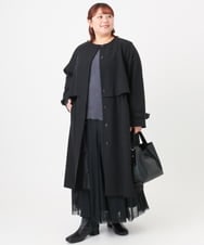 OLUBD09239 eur3(エウルキューブ) 【WEB先行販売】【大きいサイズ】ノーカラートレンチコート ブラック(94)